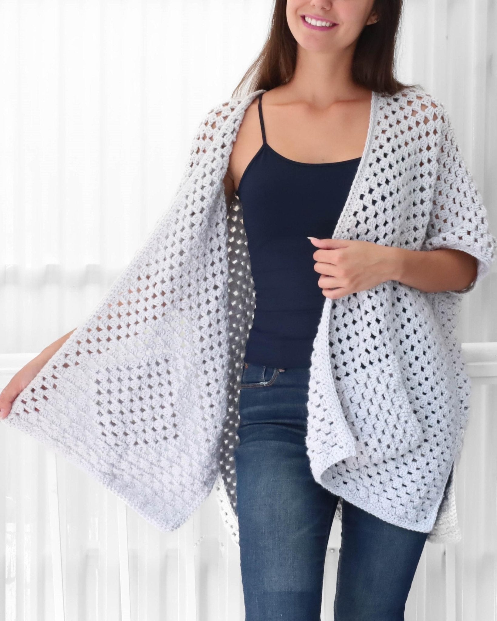 Crochet Pattern JOSELIS Poncho-Cardigan – PDF (XS–4XL) - Hakel Liebe