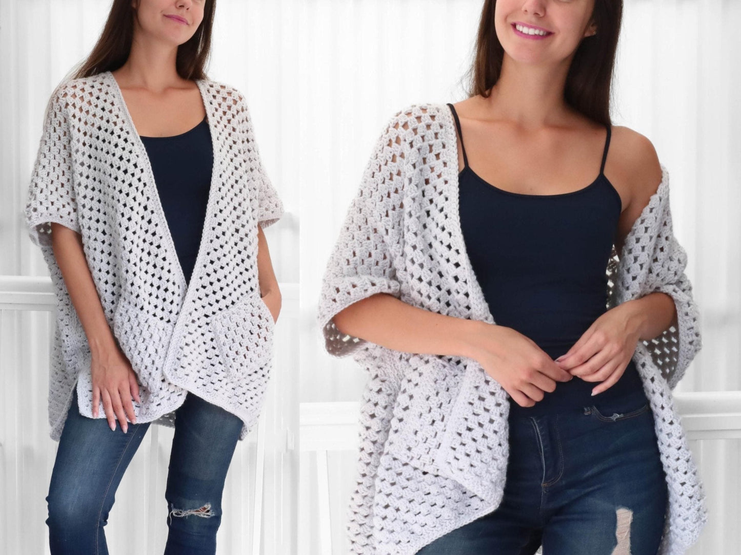 Crochet Pattern JOSELIS Poncho-Cardigan – PDF (XS–4XL) - Hakel Liebe