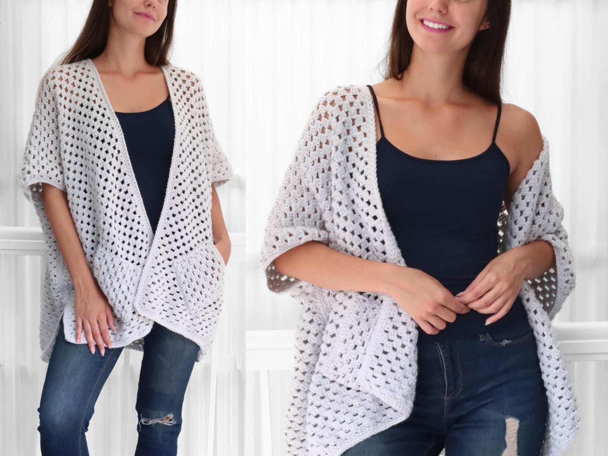Crochet Pattern JOSELIS Poncho-Cardigan – PDF (XS–4XL) - Hakel Liebe