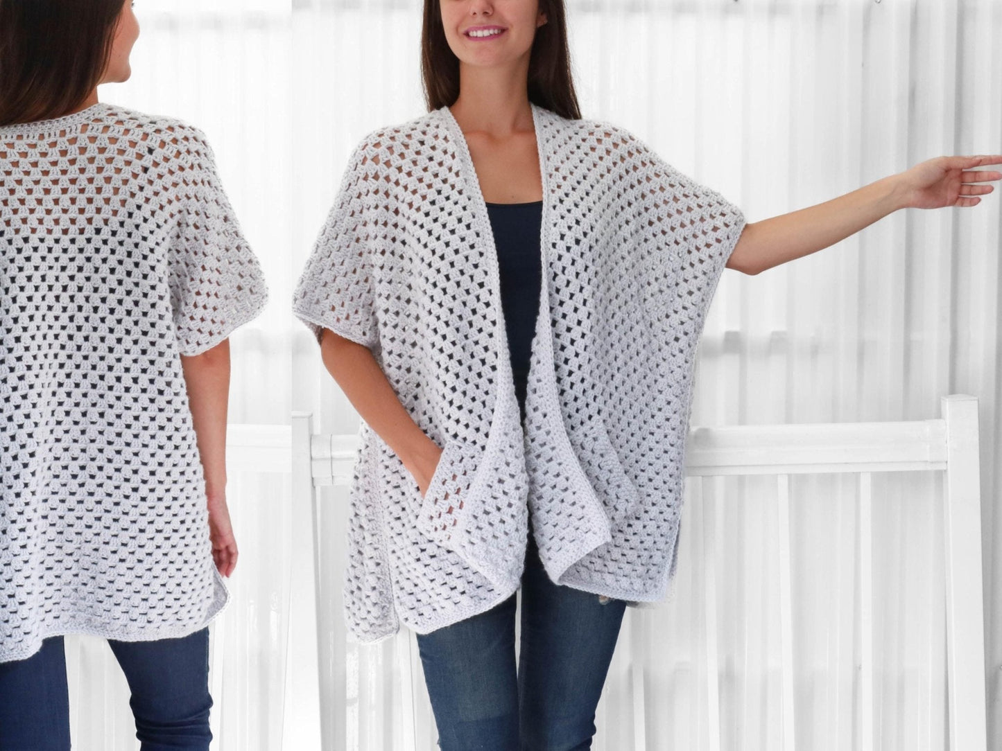 Crochet Pattern JOSELIS Poncho-Cardigan – PDF (XS–4XL) - Hakel Liebe