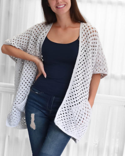 Crochet Pattern JOSELIS Poncho-Cardigan – PDF (XS–4XL) - Hakel Liebe