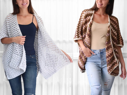 Crochet Pattern JOSELIS Poncho-Cardigan – PDF (XS–4XL) - Hakel Liebe