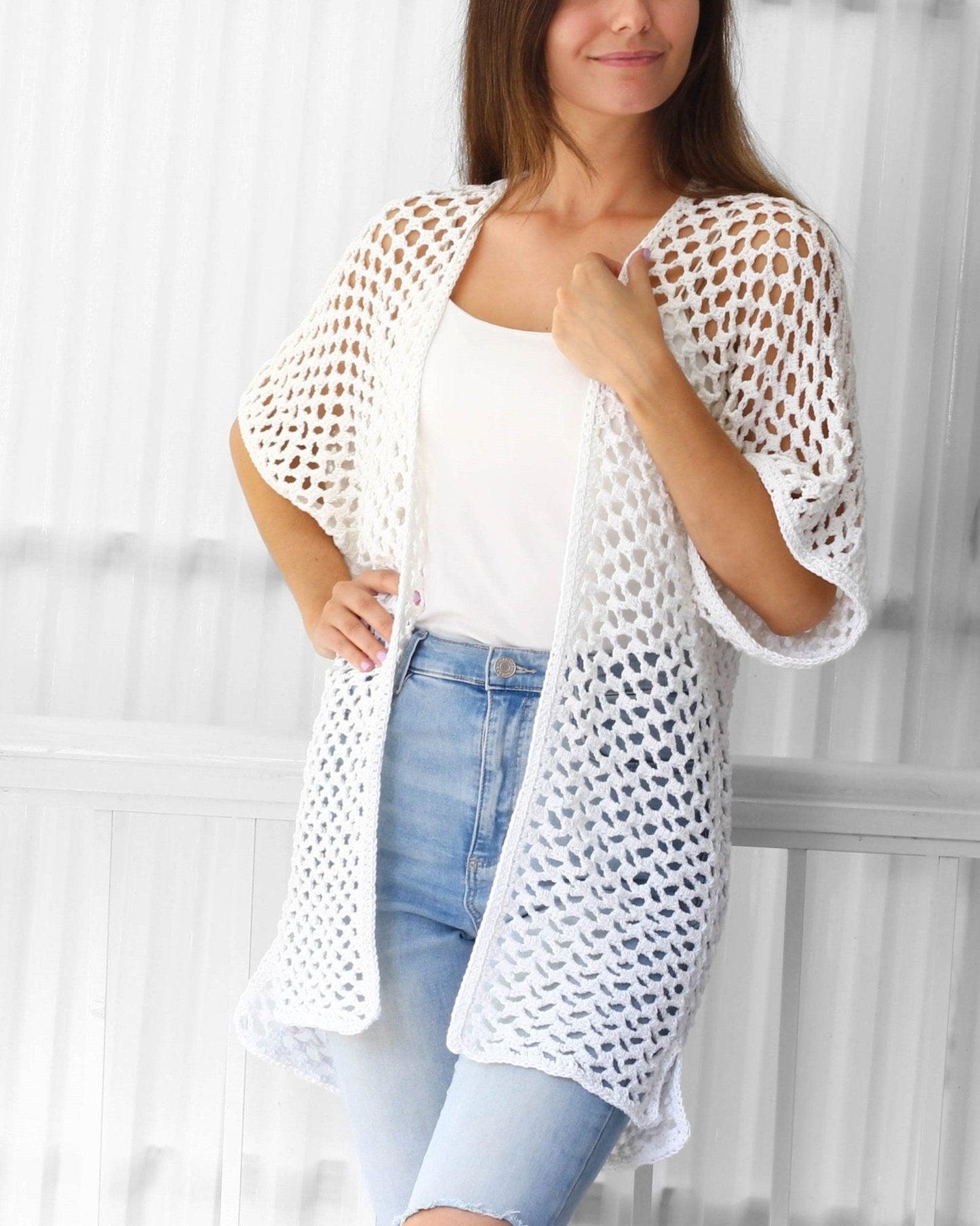 Crochet Pattern KIMOLUNE Kimono Cardigan – PDF (XS–3XL) - Hakel Liebe