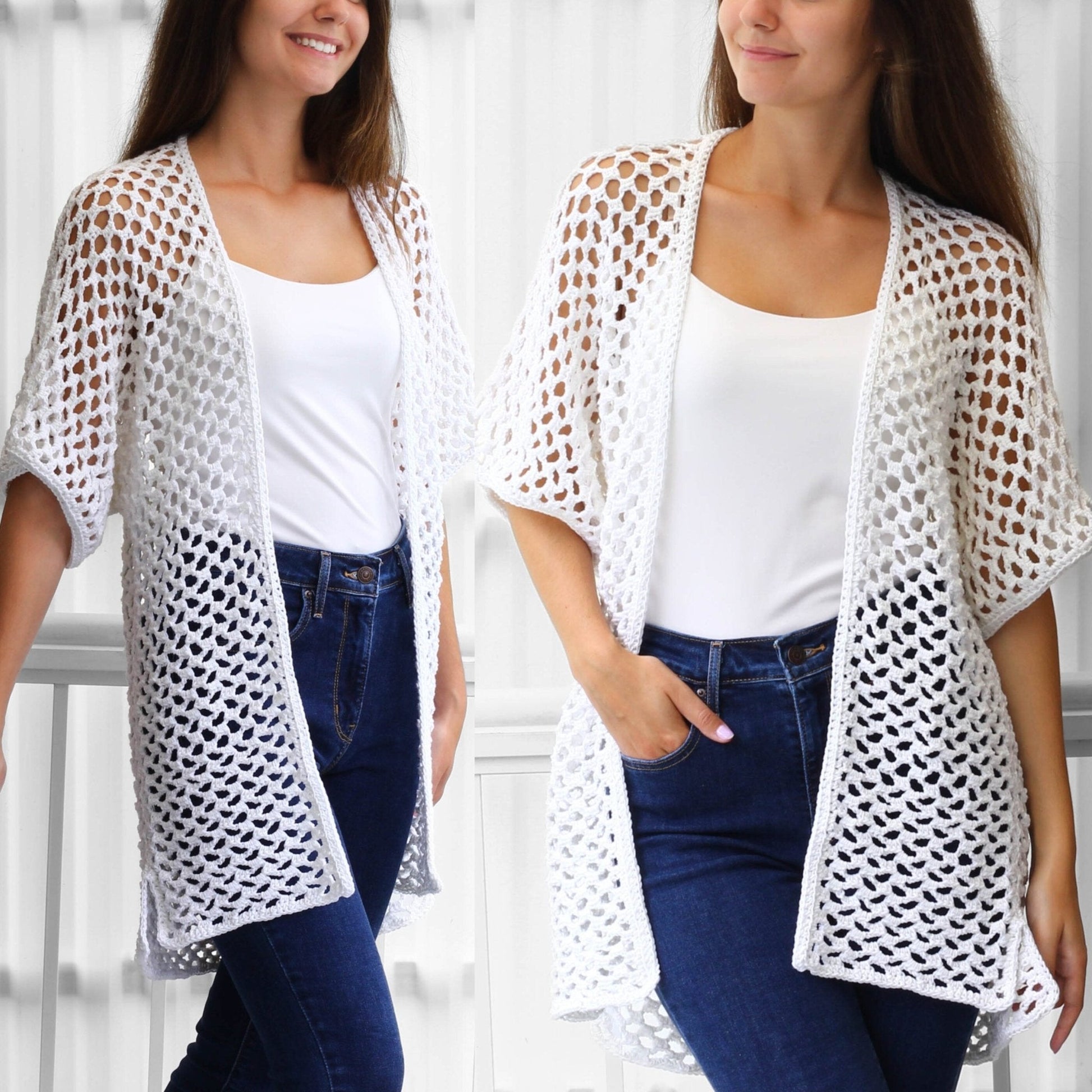 Crochet Pattern KIMOLUNE Kimono Cardigan – PDF (XS–3XL) - Hakel Liebe