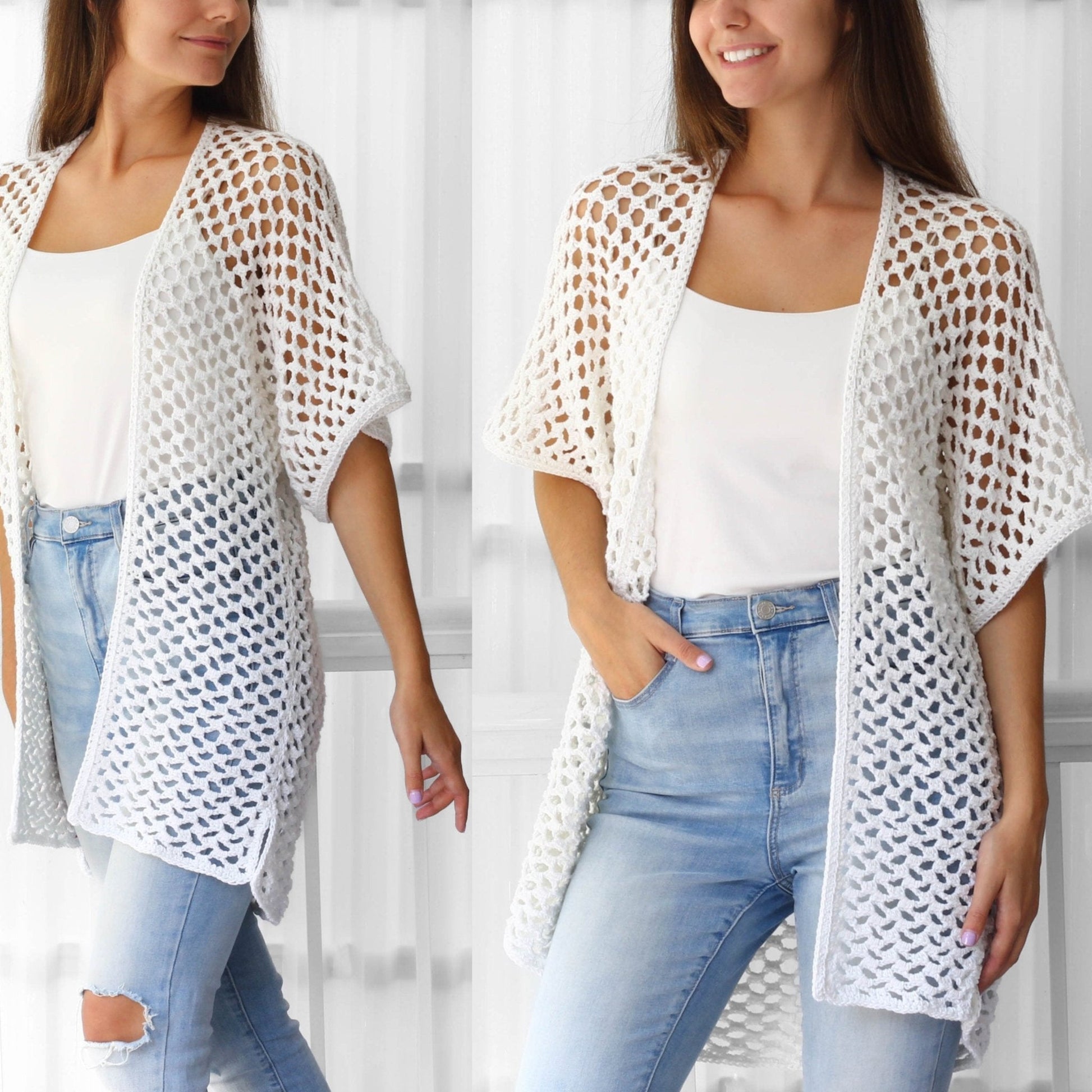 Crochet Pattern KIMOLUNE Kimono Cardigan – PDF (XS–3XL) - Hakel Liebe