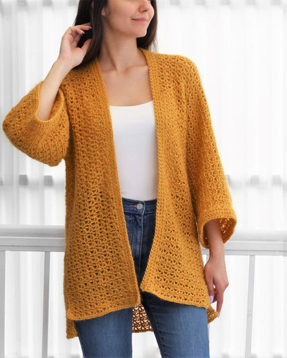 Crochet Pattern LACELUNE Lace Cardigan – PDF (XS–3XL) - Hakel Liebe