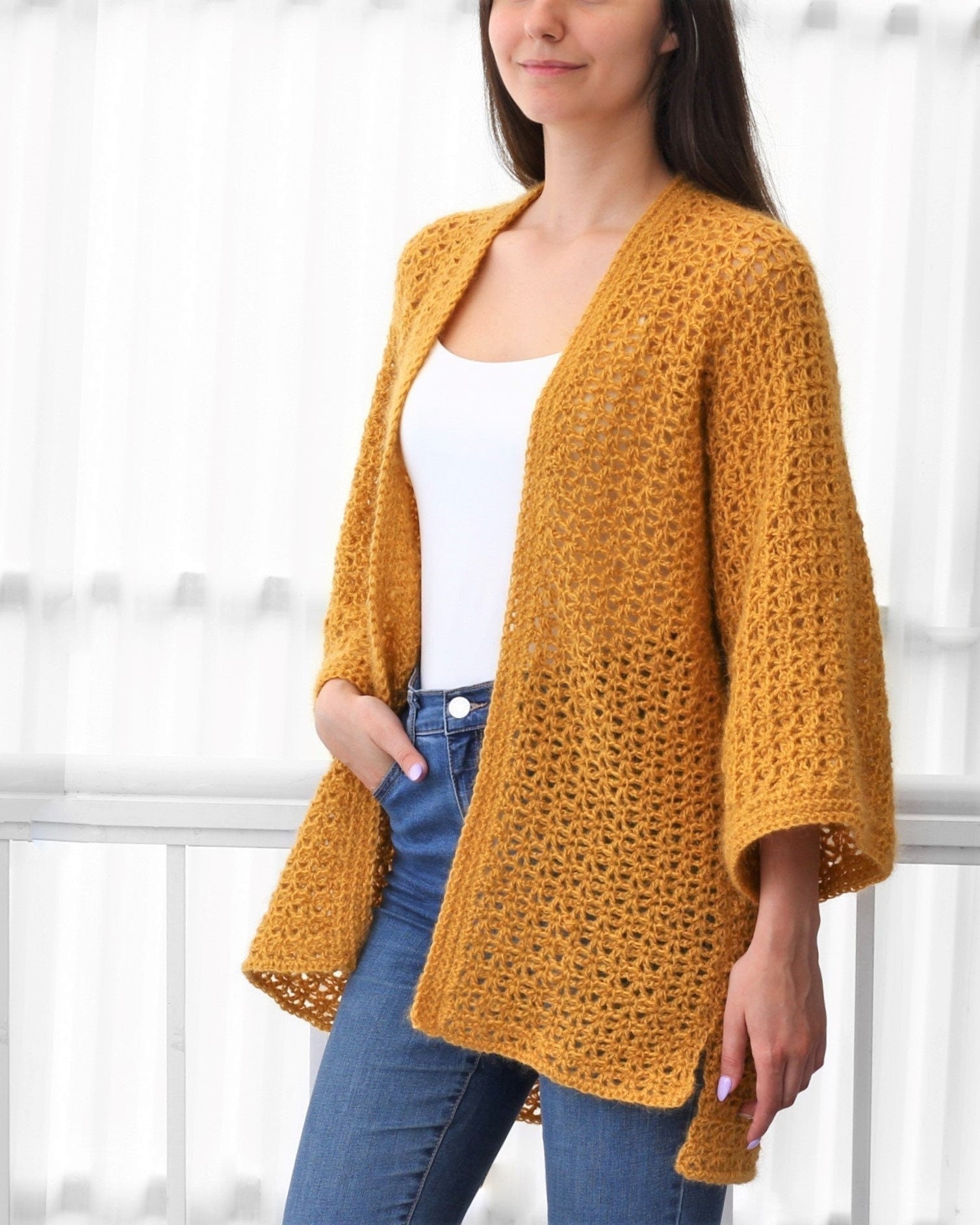 Crochet Pattern LACELUNE Lace Cardigan – PDF (XS–3XL) - Hakel Liebe