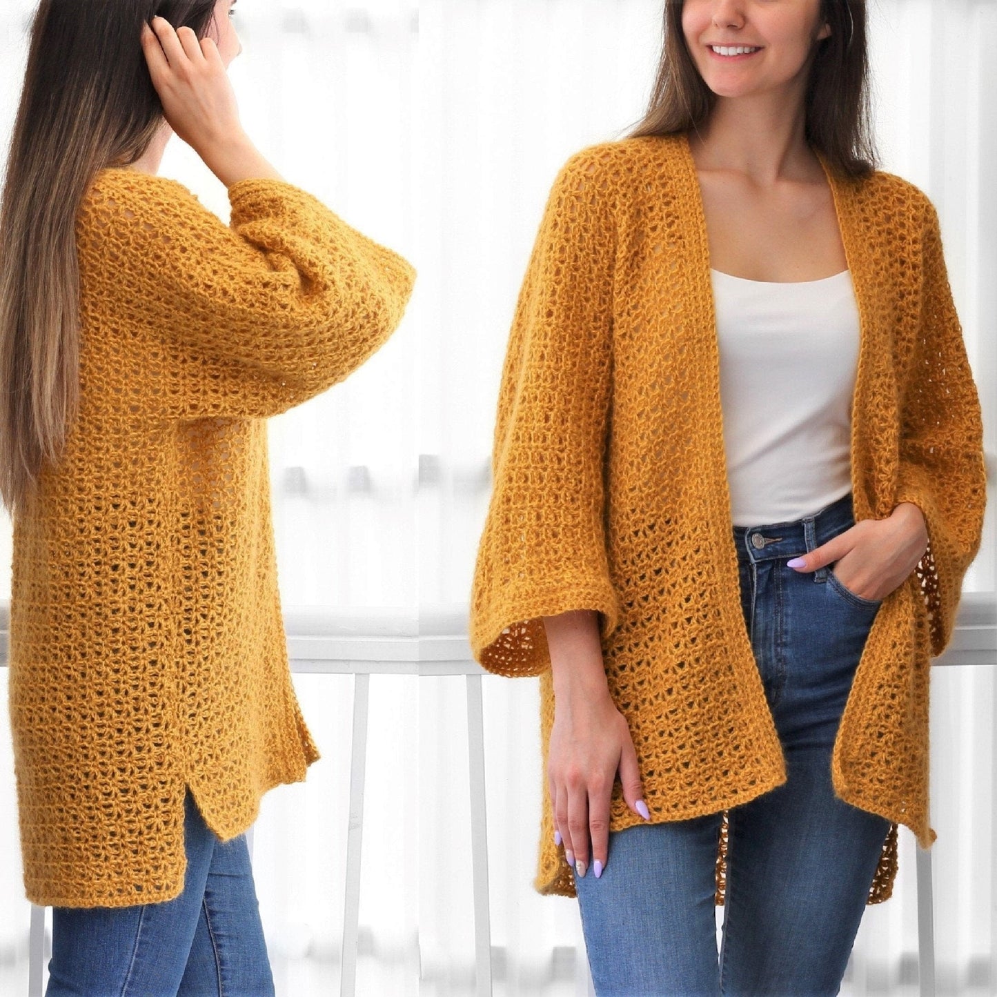Crochet Pattern LACELUNE Lace Cardigan – PDF (XS–3XL) - Hakel Liebe