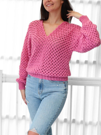 Crochet Pattern GRANNELIS Granny Sweater – PDF (XS–3XL) - Hakel Liebe