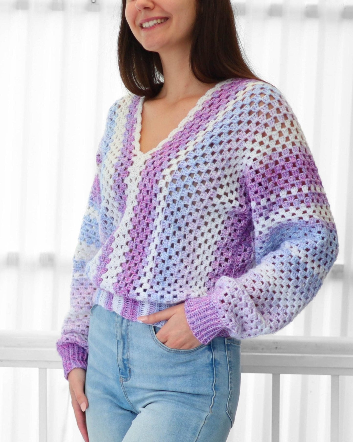 Crochet Pattern GRANNELIS Granny Sweater – PDF (XS–3XL) - Hakel Liebe