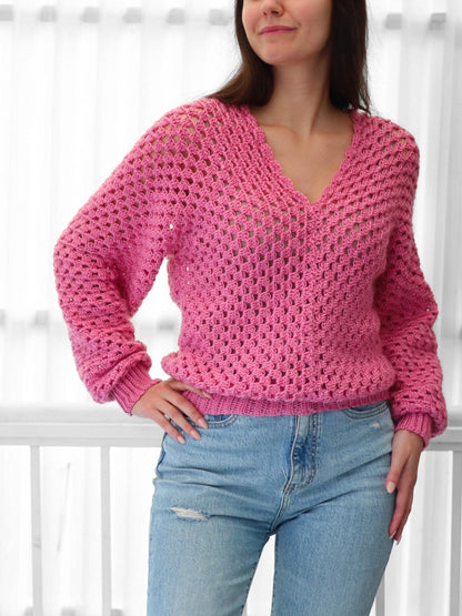 Crochet Pattern GRANNELIS Granny Sweater – PDF (XS–3XL) - Hakel Liebe