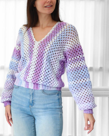 Crochet Pattern GRANNOLUNE Granny Sweater – PDF (XS–3XL) - Hakel Liebe