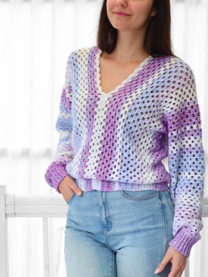 Crochet Pattern GRANNOLUNE Granny Sweater – PDF (XS–3XL) - Hakel Liebe