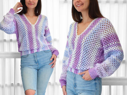 Crochet Pattern GRANNOLUNE Granny Sweater – PDF (XS–3XL) - Hakel Liebe