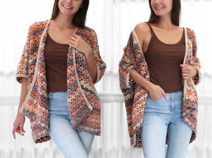 Crochet Pattern SHELLOVIA Shell Poncho-Cardigan – PDF - Hakel Liebe