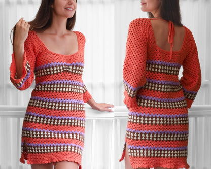 Crochet Pattern GRANNOVIA Fitted Dress – PDF (XS–3XL) - Hakel Liebe