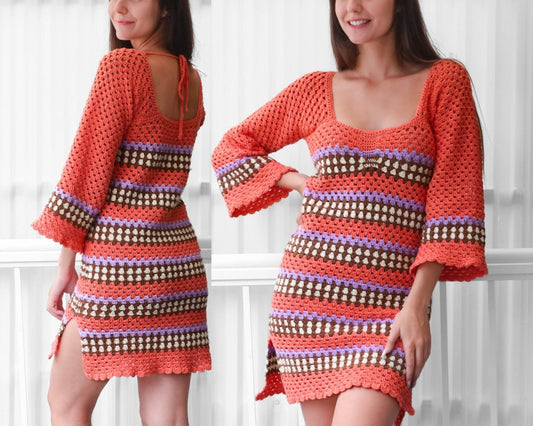 Crochet Pattern GRANNOVIA Fitted Dress – PDF (XS–3XL) - Hakel Liebe