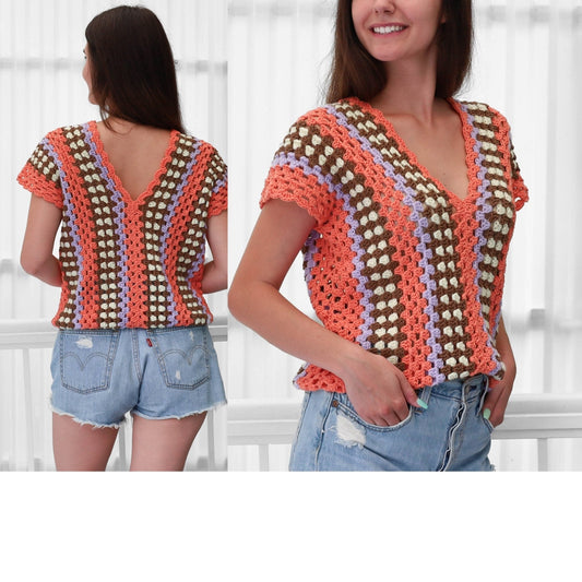 Crochet Pattern POPOVIAS Top – PDF (XS–3XL) - Hakel Liebe
