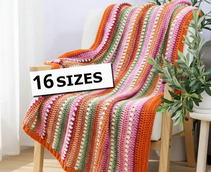 Crochet Pattern TUSCOVIA Blanket – 16 Sizes PDF - Hakel Liebe