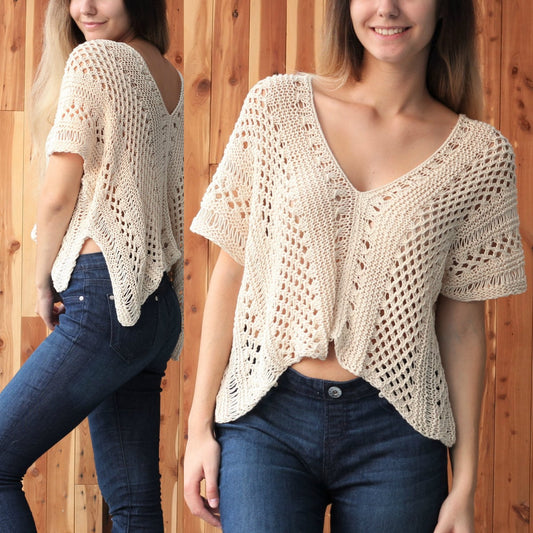 Knitting Pattern KNITELIS Lace Top – PDF (XS–2XL) - Hakel Liebe