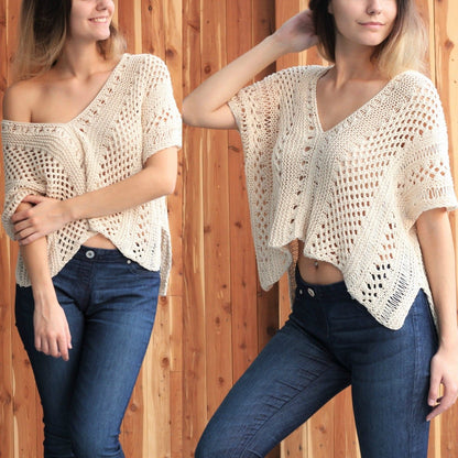 Knitting Pattern KNITELIS Lace Top – PDF (XS–2XL) - Hakel Liebe