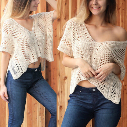 Knitting Pattern KNITELIS Lace Top – PDF (XS–2XL) - Hakel Liebe