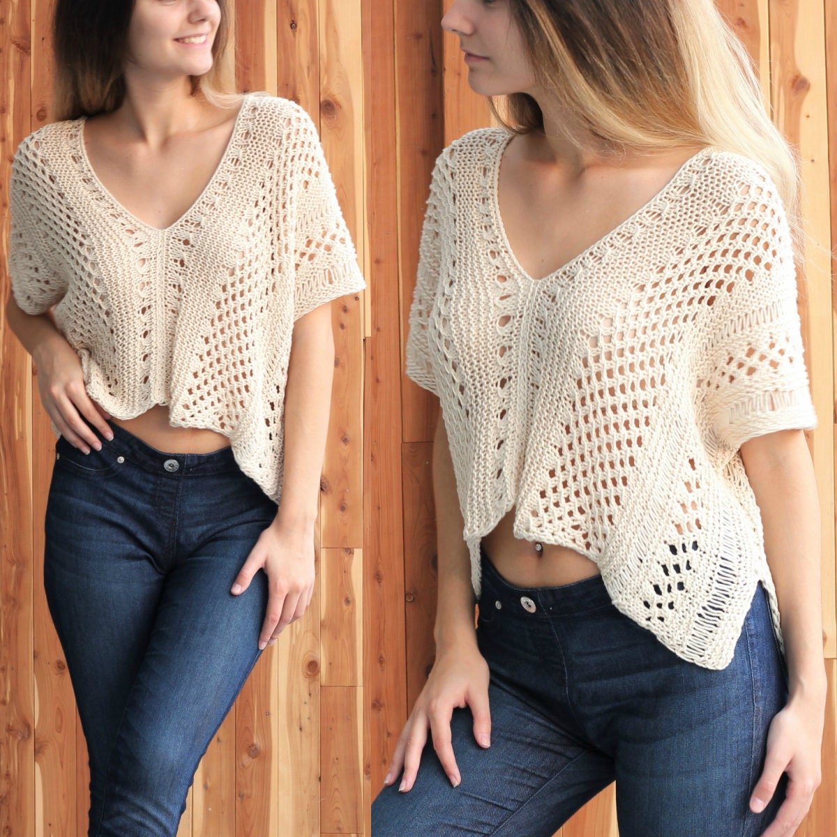 Knitting Pattern KNITELIS Lace Top – PDF (XS–2XL) - Hakel Liebe