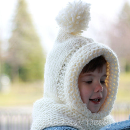 Knitting Pattern BAMBELIS Hooded Cowl – PDF (12M–Adult) - Hakel Liebe