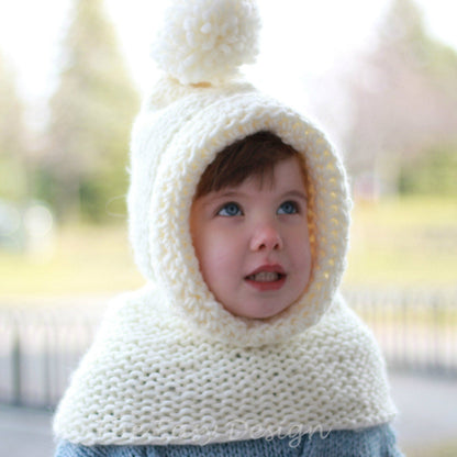 Knitting Pattern BAMBELIS Hooded Cowl – PDF (12M–Adult) - Hakel Liebe