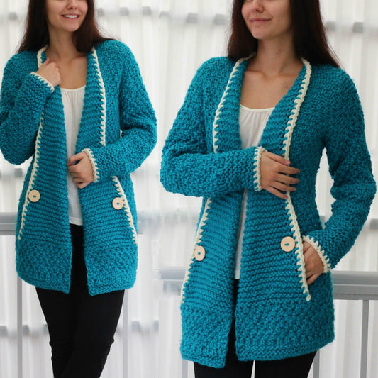 Knitting Pattern TANOVIA Cardigan – PDF (7Y–3XL) - Hakel Liebe
